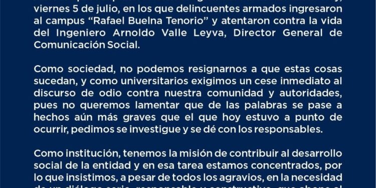 Las descalificaciones del Gobernador no abonan a la reconciliación que instruyó el Presidente, por eso la UAS reitera el llamado al diálogo para resolver el conflicto, afirma Robespierre Lizárraga