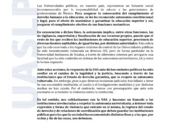¡Respaldo total! Universitarios arriban a la SEGOB manifestando su apoyo a Robespierre Lizárraga en la reunión que mantendrá con el Gobernador y la secretaria Luisa María Alcalde