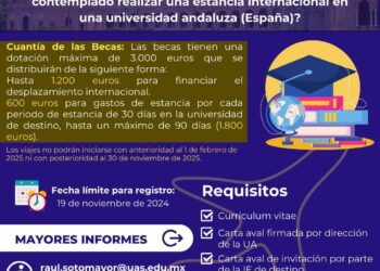 Convoca la UAS a participar en el Programa de Becas de Movilidad para Estancias Postdoctorales en Universidades Andaluzas 2025